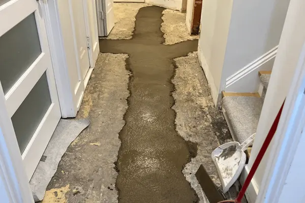 full view of the cement poured after excavating and fixing the pipes.
