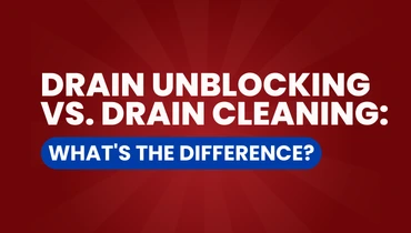 Drain unblocking vs drain cleaning graphic.